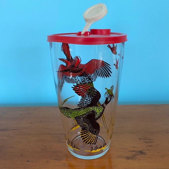 Mid-Century Hazel Atlas Pheasant Cocktail Shaker with Original Lid - Picture 2 of 12